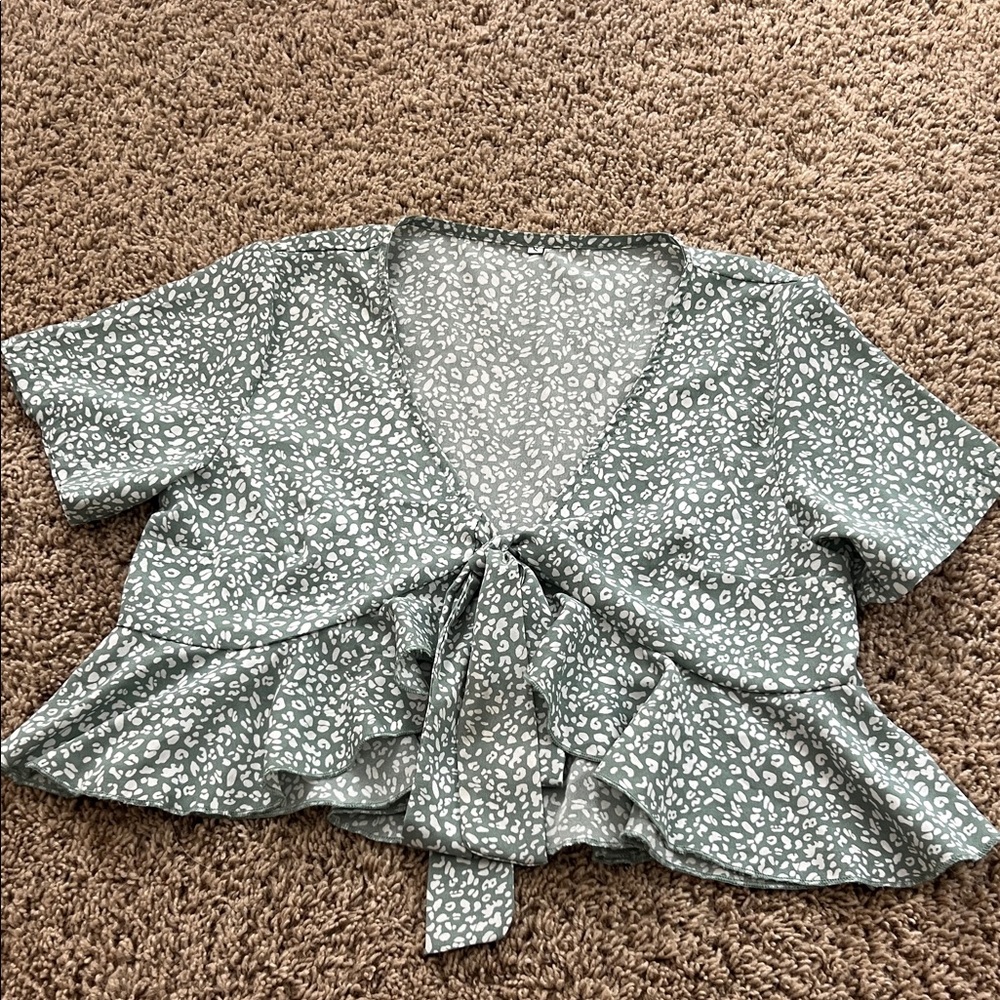 Green Patterned Women's Top